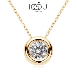 Strands Strings IOGOU Real D VVS1 Neclaces 6 5mm Round Pendant for Women 100 Silver 925 Yellow Gold Colour Fine Jewellery Wholesale 230729