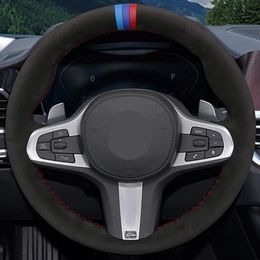 Car Steering Wheel Cover Black DIY Hand-stitched Suede For BMW M Sport G30 G31 G32 G20 G21 G14 X3 G15 G16 G01 X4 G02 X5 G05261S