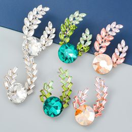 Rhinestone Leaf Charms Dangle Earrings For Women Jewelery Fashion Girls' Birthday Collection Earrings Accessories