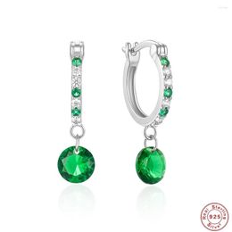 Hoop Earrings AIDE Simple Emerald Geometric Zircon Ear Buckle For Women Genuine 925 Sterling Silver Luxury Elegant Fine Jewellery