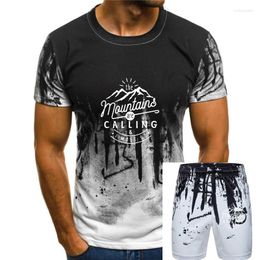 Men's Tracksuits The Mountains Are Calling And I Must Go Hiking T Shirts Men Printed Tops Vintage Crew Neck Cotton Tees