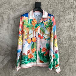 2023ss Men's Designer Hot air balloon Pattern Silk Long Sleeve Shirt Classic Casual Shirt Spring Polo Coat