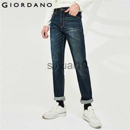 Men's Jeans Giordano Men Jeans Denim Jeans Elastic Mid Rise Narrow Feet Quality Cotton Denim Jeans Pantnes Whiskering Denim Clothing J230728