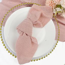 Table Napkin Set Of 4 Edge Sewing Cloth Napkins Baby Shower Gauze Cotton Soft Fabric For Decor Wedding Christmas Dinner Parties Holiday