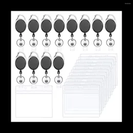 Keychains ID Badge Holder With Clip Reels Retractable Heavy Duty Clear Card Vertical Lanyard