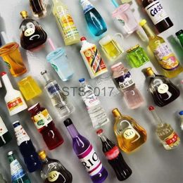Fridge Magnets Simulation of Small Beverage Bottle Cute Refrigerator Practical Decoration Magnetic Resin Home Decoration Photo Message Stickers x0731