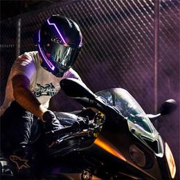 Motorcycle Helmets Bike Helmet LED Cold Light Strip EL Sticker Waterproof 4 Flashing Warning Lights Night Riding Kit236j