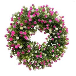 Decorative Flowers Spring Festival Summer Powder White Wreath Simulation Door Hanging Home Decoration Christmas Lights Outdoor