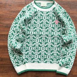 Men's Sweaters 2023 Style Casablanca Green Jacquard Sweater Men Women Casual Oversized 1 Quality Sweatshirts 230731