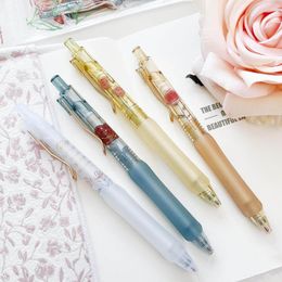 4pcs Rose Love Gel Pens Set Retro Flower 0.5mm Ballpoint Quick Dry Black Color Ink For Writing School Office A7410