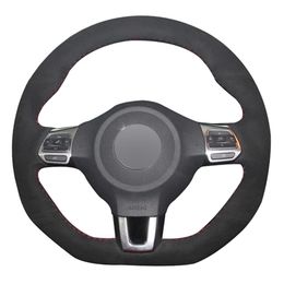 Black Suede DIY Car Steering Wheel Cover for Volkswagen Golf 6 GTI MK6 VW Polo GTI Scirocco R Passat CC R-Line 2009-2016204h