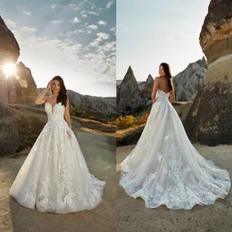 Eddy K 2021 Wedding Dresses Sexy Sweetheart Open Back A-Line Bridal Gowns Custom Made Lace Appliques Sweep Train Wedding Dress259g