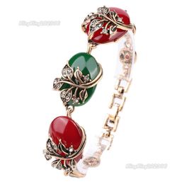 New non Colour changing red and green resin pure gold lady Bracelet diamond woman chains 925 sterling silver Jewellery charms