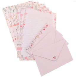 Gift Wrap 5 Sets Writing Letter Paper Decorative Retro Letterhead Envelop Envelope Supply