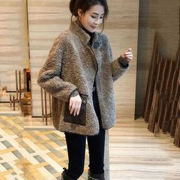 Women's Fur Faux Fur 2022 New Particle imitation Fur Coat Women Autumn Winter Jacket Fashion Add Fleece Pocket Outerwear Tops Female Outerwear HKD230727