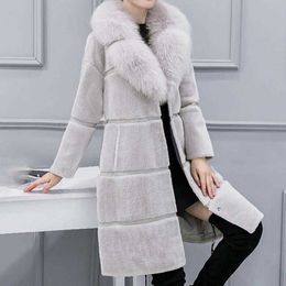 Women's Fur Faux Fur 2022 Autumn Winter Women Faux Fur Coat Casual Thick Warm Faux Fur Collar Slim Outwear Long Jackets 5XL HKD230727