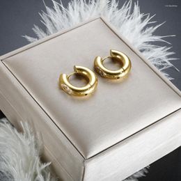 Hoop Earrings Stainless Steel Round Zircon For Women Girl Anti Allergic PVD Gold Plated Waterproof Jewellery Gift Wholesales