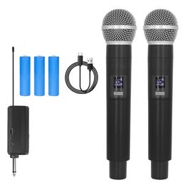 Microphones Wireless microphone 2 channel UHF fixed frequency dynamic party karaoke church show meeting 230731