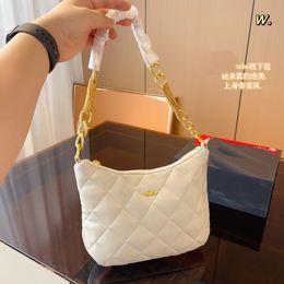 23 a new single shoulder bag handbag alar bag hobo gold chain bag classic clamshell bag leather wallet double letters pure color fashion lady bags Send folding box