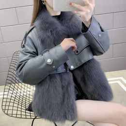 Women's Fur Faux Clothing Autumn Winter Imitation Big Collar Thick Warm Female's Leather Jacket Slim Coat Female Parka HKD230727