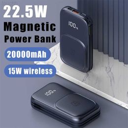 Cell Phone Power Banks 20000mAh Magnetic Power Bank 22.5W Own Line Fast Charging External Battery 15W Wireless Portable Powerbank For Iphone 12 13Pro L230731