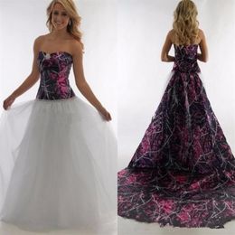 Sweetheart A-Line Camo Muddy Girl Wedding Dresses with Detachable Train 2020 Camouflage Custom Plus Size Bridal Gowns Real Tree Co207S