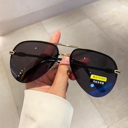 Sunglasses Classic Pilot Polarised For Men Fashion Vintage Trendy Sun Glasses Women Designer Punk Half Frame Shades