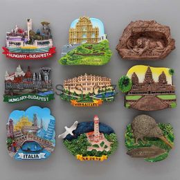 Fridge Magnets Lucerne lion Macao Italy Venice New Zealand 3D refrigerator sticker Souvenirs home decoration Budapest Hungary Cambodia x0731