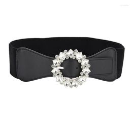 Belts Women's Fashion Genuine Leather Diamonds Buckle Cummerbunds Female Dress Corsets Waistband Decoration Wide Belt R091