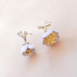 Stud Earrings Muylinda Wholesale Fashion Women's White Colour Lily Set Enamel Sweet Flower Jewellery For Party Daily Gift