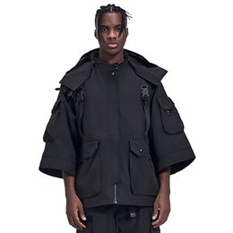Mens Jackets Streetwear Men Techwear Cool Sleeve Zipper Youthful Vitality Daily Outerwear Coats with Nood Bomber Jacket 230731