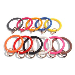 Keychains Lanyards Sile Bracelet Keychain Bangle Party Keyring Wristband Your Hand Diy Car Key Fashion Women Men Bracelets Bangles L Ottfd