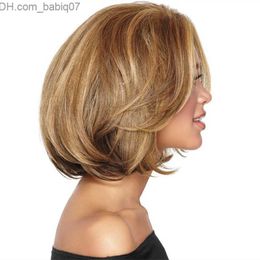 Synthetic Wigs WoodFestival harajuku bob curly wig synthetic ladies ombre blonde hair women heat resistant fiber short wig peruca lolita Z230731