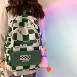 School Bags 2023 New Nylon Stripe Backpack Junior High School Student backpack Z230801