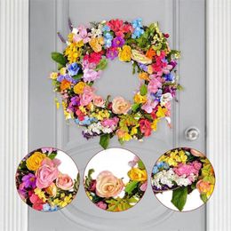 Decorative Flowers Weddings Birthday Holiday Celebration Front Door Outdoor Decoration Home Living Hanging Indoor Wreath Gift Room T3H5