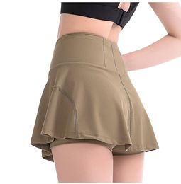 Women's Shorts 2023 Summer Fashion Casual High Waist Slim Yoga Pants Sports Running Fitness Badminton Tennis Anti-Light Double Skirt