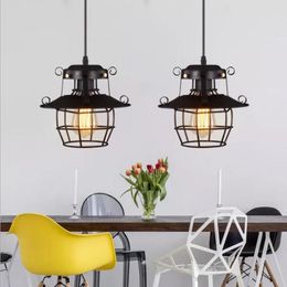 Pendant Lamps Industrial Retro Black Loft E27 Iron Vintage Birds Nest Lamp Metal Led Retractable Chandelier Light