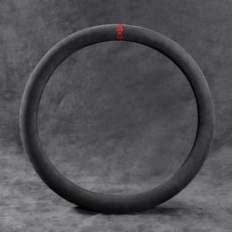 Universal 38cm Circular D Style Car Steering Wheel Cover Black Alcantara Suede Car Accessories204S