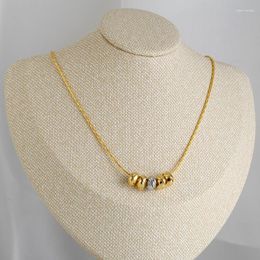 Chains ZHUKOU Round Beads Charms Necklaces For Women Simple Brass Gold Colour Adjustable Gifts VL261