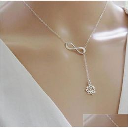 Pendant Necklaces Infinity Necklace Jewelry Fashion Eight Elegant Lotus Flower Women Charm Link Chain Choker For Girl Lady Gold Sier D Dhuzq