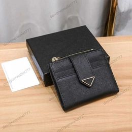 Luxury womens card holder short designer wallet woman mens designers wallets coin purses zipper pouch genuine cowhide leather triangle high quality