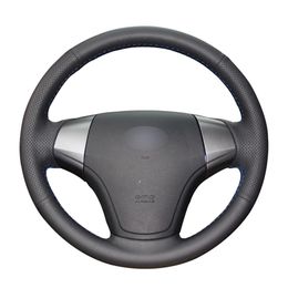 Hand-stitched DIY Black Micro Fibre Leather Car Steering Wheel Cover for Hyundai Elantra 2008 2009 2010 Accessories244d