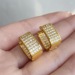 Stud Earrings CANPEL Tiny CZ Pave Hoop For Women Men Gold Plated Huggie Hip Hop Jewellery Gift Party Accessories