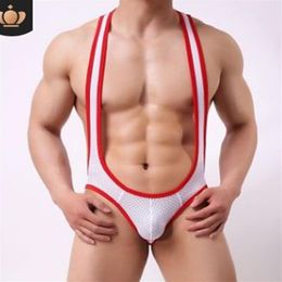 Gay Sexy Underwear Mens Bodysuit Jockstrap Bodywear Wrestling Singlet Leotard Jumpsuits Suspender Teddies Underpants266a