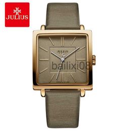 Other Watches Julius Brand Quartz Watches Women Clock Gold Square Leather Brelet Casual Fashion Whatch Ladies Cheap Promotion Relojes JA-354 J230728