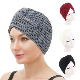 New Women Thickening Knitted Hat Twisted Knot Winter Hats Ladies Turban Head Wrap Women Braided Hair Band Warm Beanies Caps