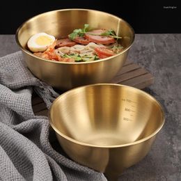 Bowls Korean Stainless Steel Ramen Bowl Cold Noodle With Capacity Scale Household Fruit Salad Bibimbap