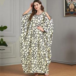 Ethnic Clothing African Dresses For Women Elegant Summer O-neck Long Sleeve Polyester Printing Dress Robes Muslim Fashion Abaya