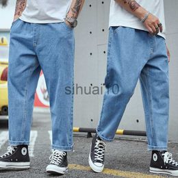 Men's Jeans Oversize Straight Jeans Men Casual Loose Denim Trousers High Street Hip Hop Baggy Pants Solid Man Big Size 28-48 Stretch J230728