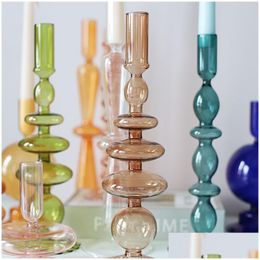 Candle Holders Floriddle Taper Glass Candlesticks For Home Room Decoration Party Vase Table Bookshelf Drop Delivery Garden Dhyfx